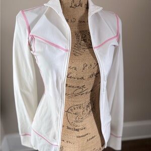 The North Face Women's Jacket in White with Pink Trim